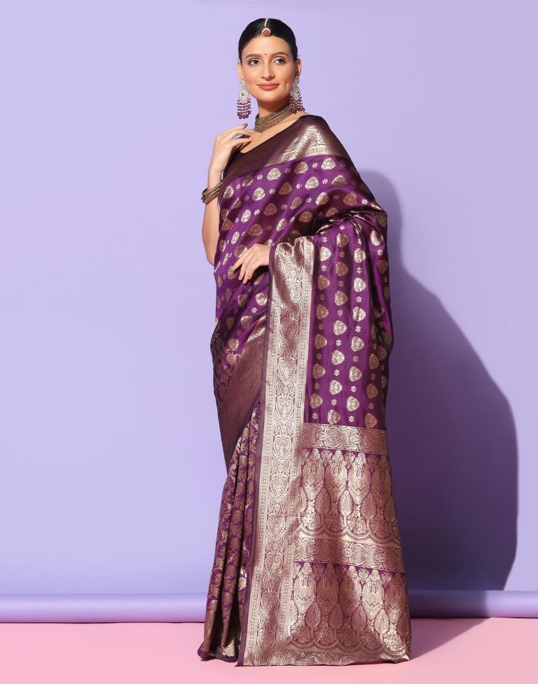 Purple Banarasi Silk Saree
