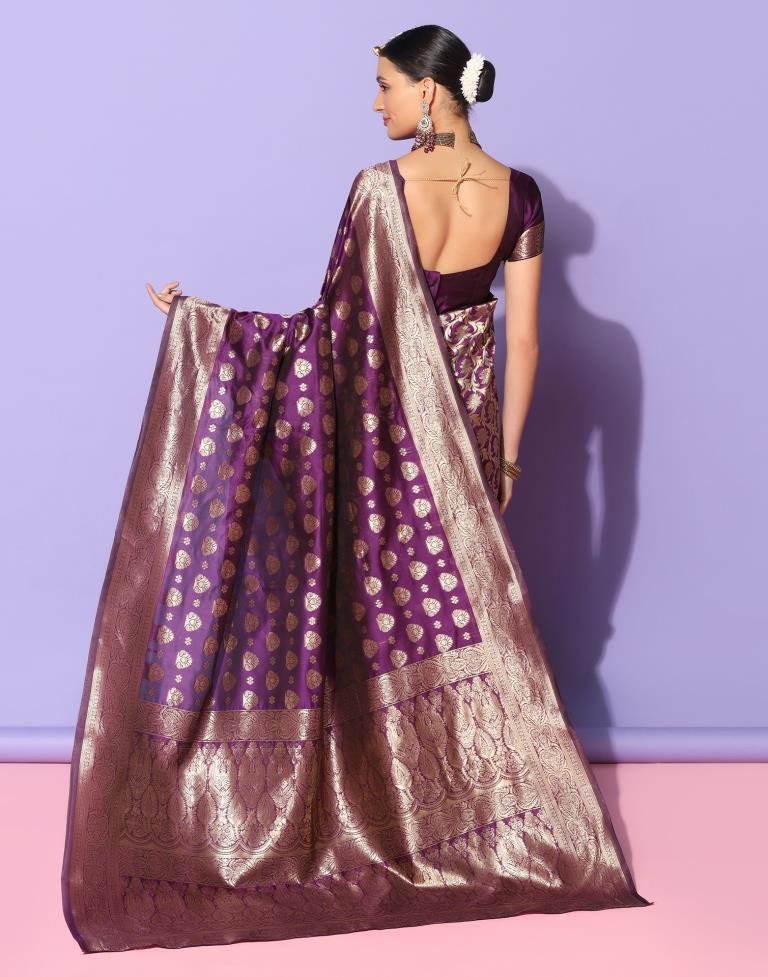 Purple Banarasi Silk Saree
