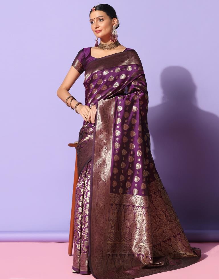 Purple Banarasi Silk Saree