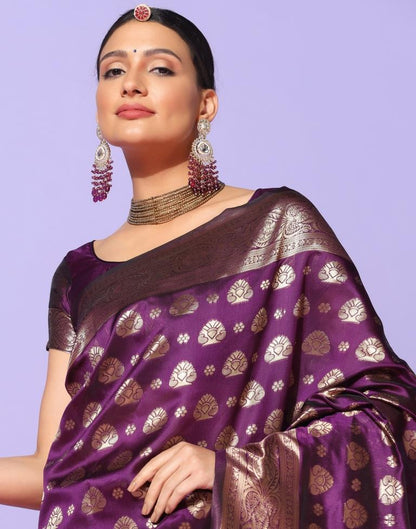 Purple Banarasi Silk Saree