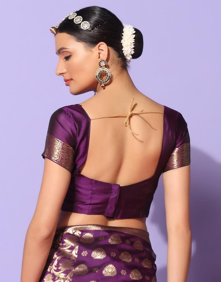 Purple Banarasi Silk Saree