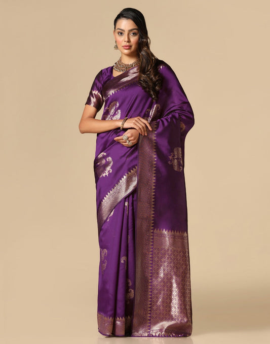 Purple Banarasi Silk Saree | Leemboodi