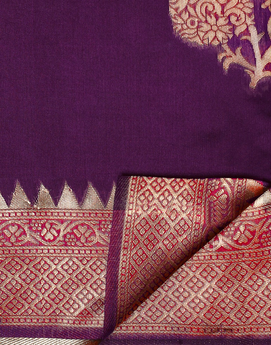 Purple Banarasi Silk Saree | Leemboodi