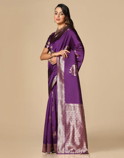 Purple Banarasi Silk Saree | Leemboodi