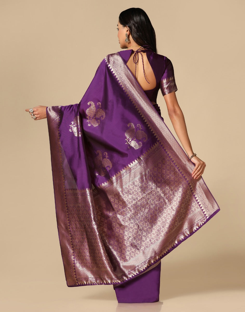 Purple Banarasi Silk Saree | Leemboodi