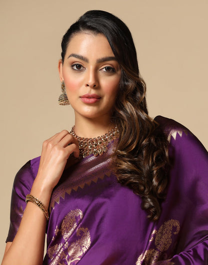 Purple Banarasi Silk Saree | Leemboodi