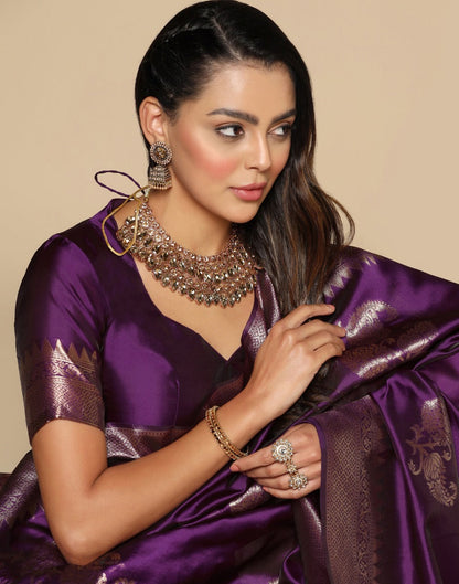 Purple Banarasi Silk Saree | Leemboodi