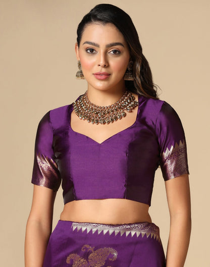 Purple Banarasi Silk Saree | Leemboodi