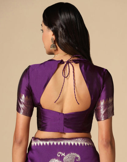 Purple Banarasi Silk Saree | Leemboodi