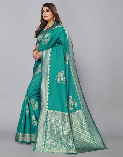 Rama Green Banarasi Silk Saree | Leemboodi