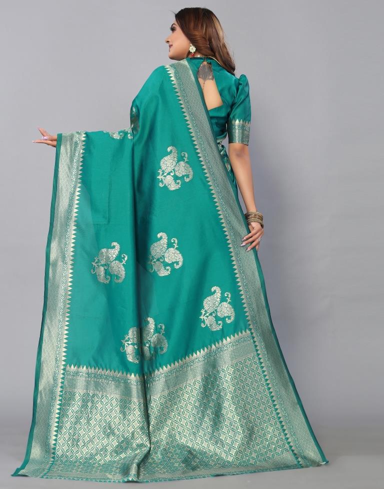 Rama Green Banarasi Silk Saree | Leemboodi