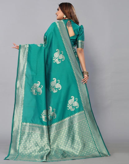 Rama Green Banarasi Silk Saree | Leemboodi