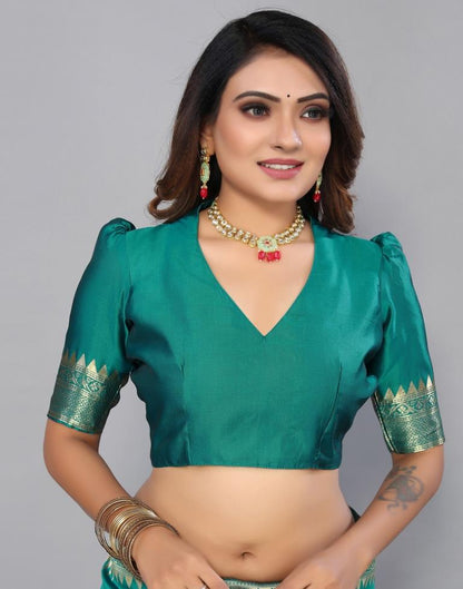 Rama Green Banarasi Silk Saree | Leemboodi