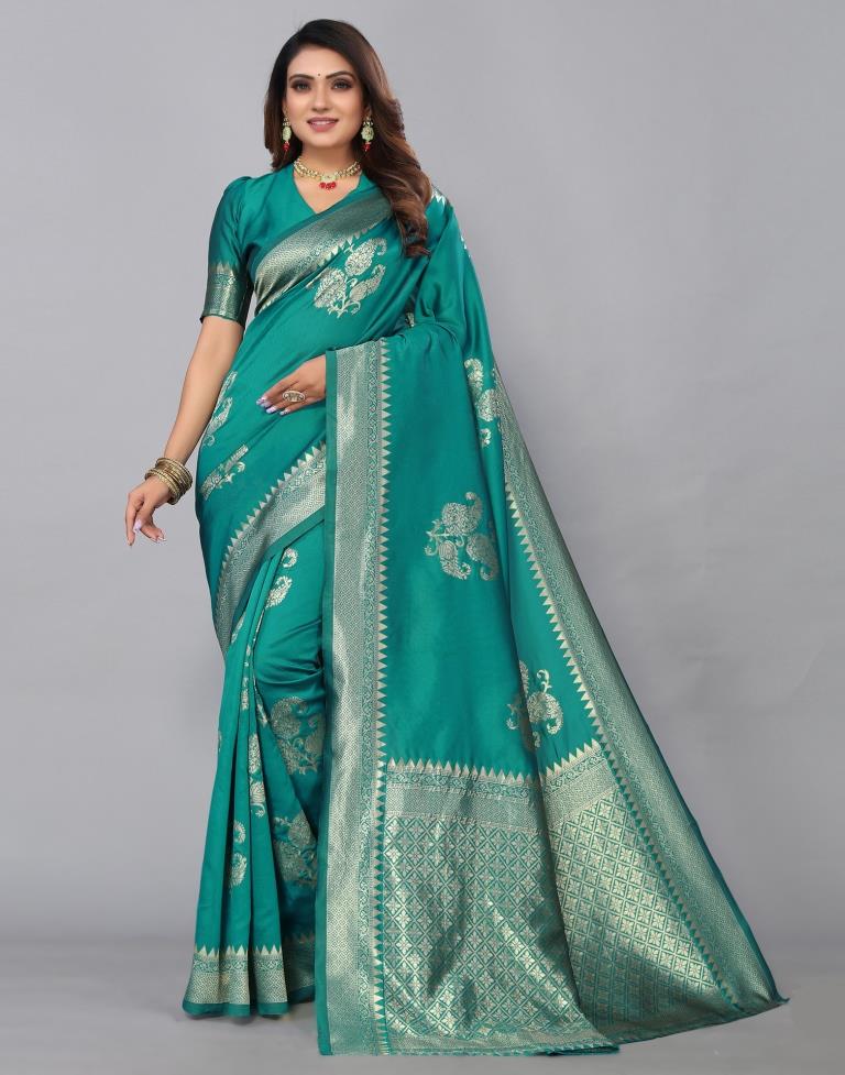 Rama Green Banarasi Silk Saree | Leemboodi