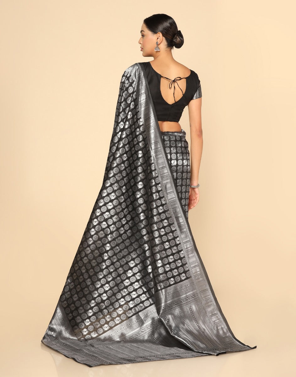 Black Banarasi Silk Saree | Sudathi