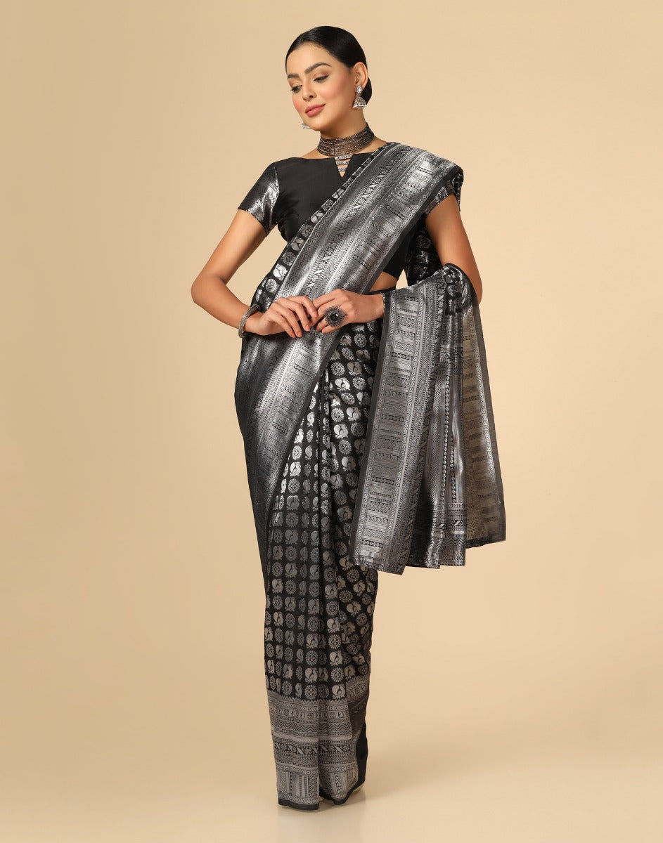 Black Banarasi Silk Saree | Sudathi