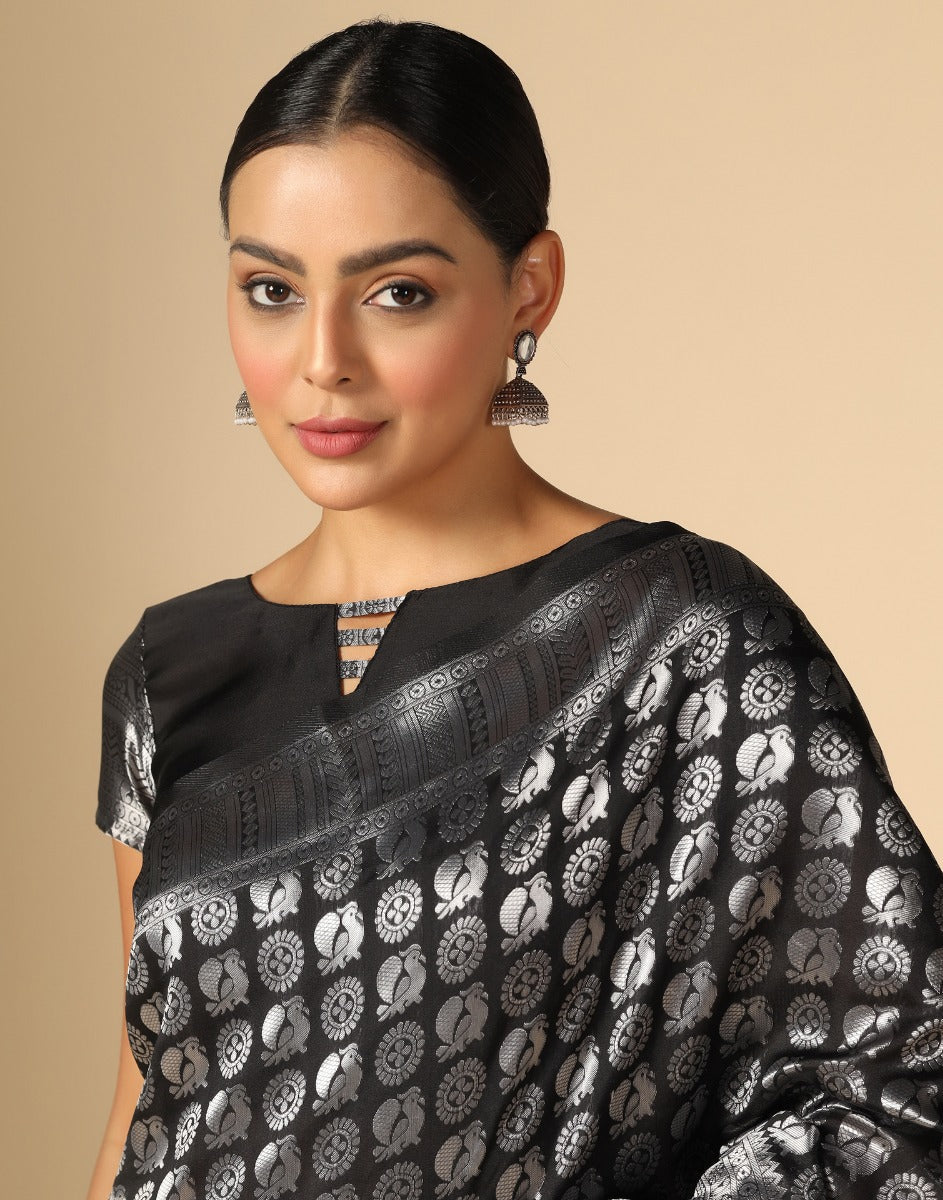 Black Banarasi Silk Saree | Sudathi