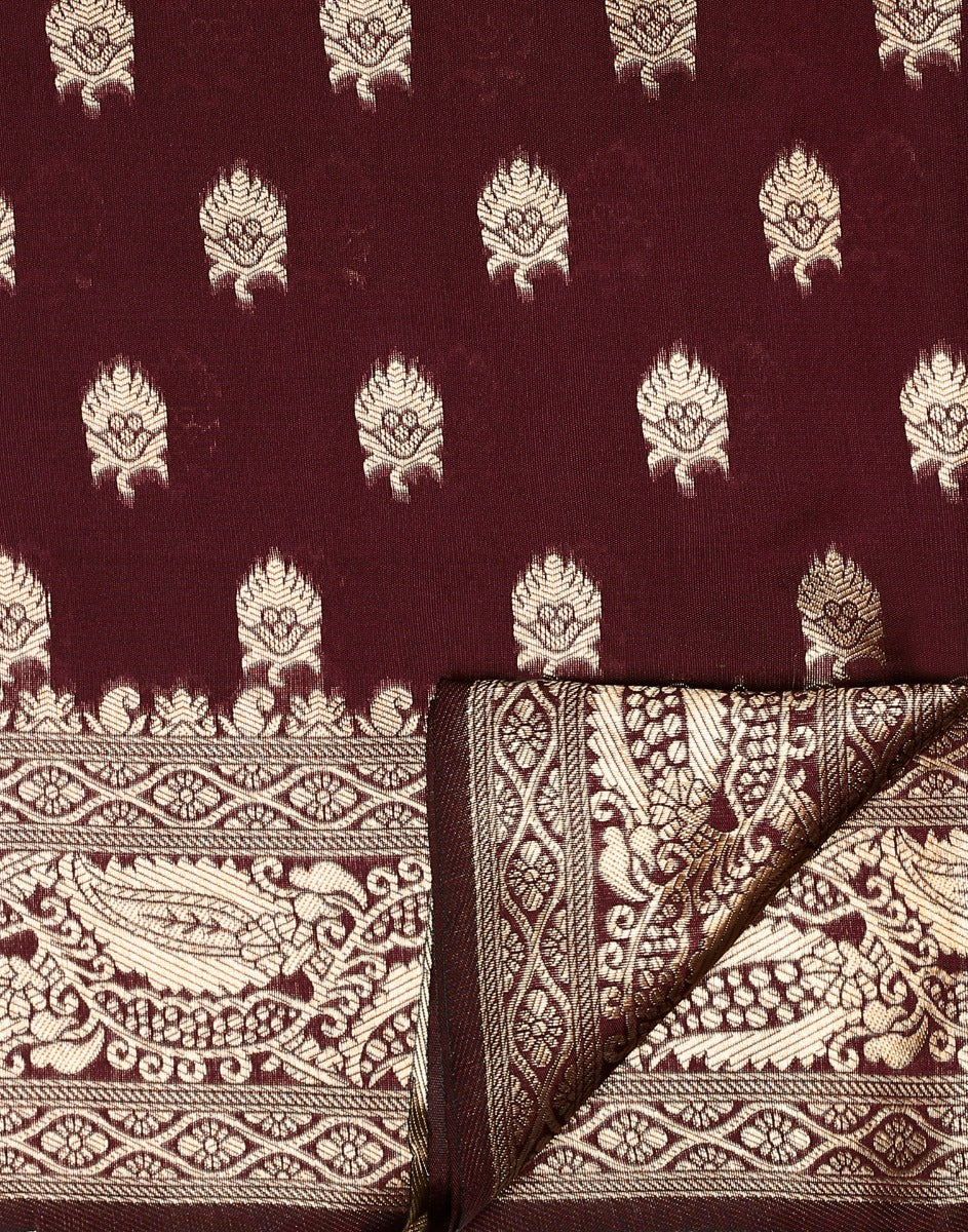 Maroon Banarasi Silk Saree | Sudathi