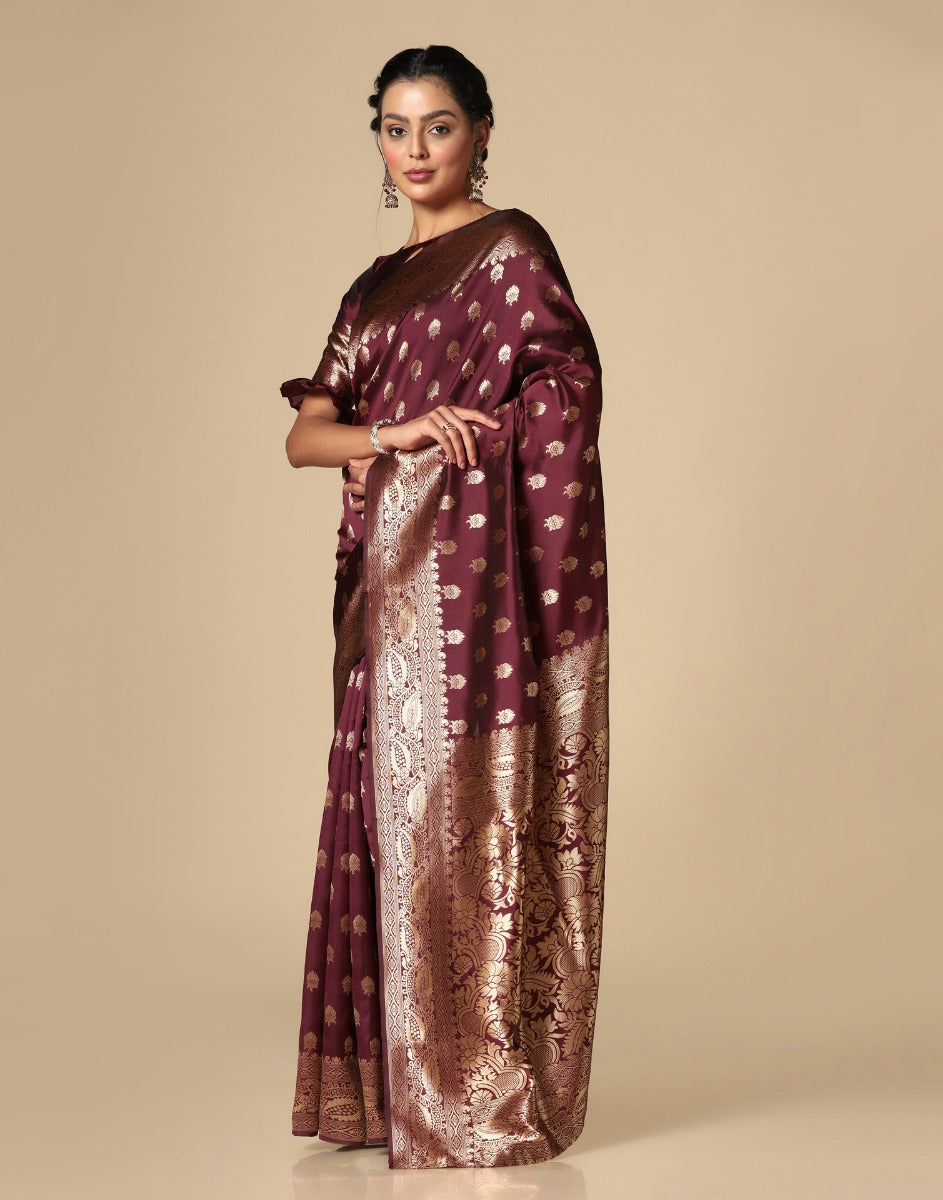 Maroon Banarasi Silk Saree | Sudathi