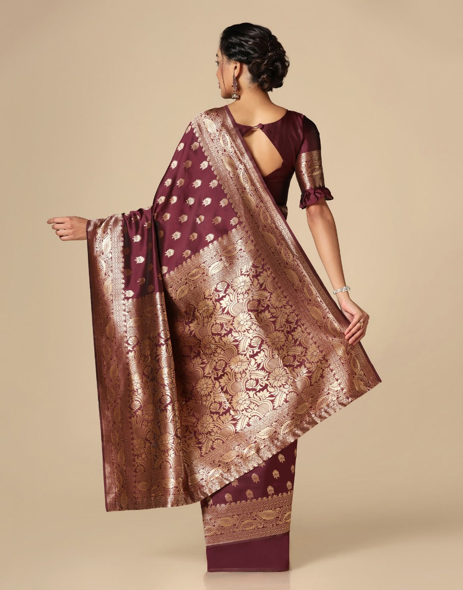 Maroon Banarasi Silk Saree | Sudathi