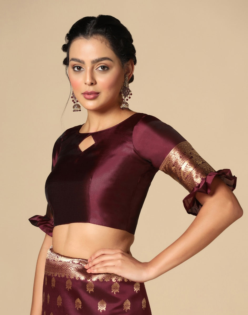 Maroon Banarasi Silk Saree | Sudathi