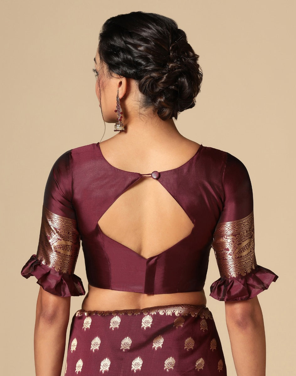 Maroon Banarasi Silk Saree | Sudathi