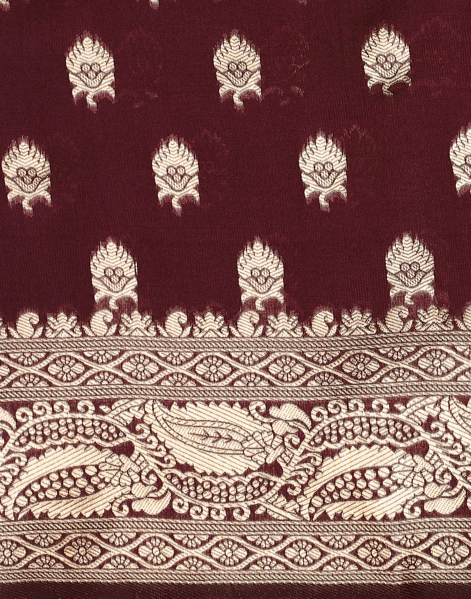 Maroon Banarasi Silk Saree | Sudathi