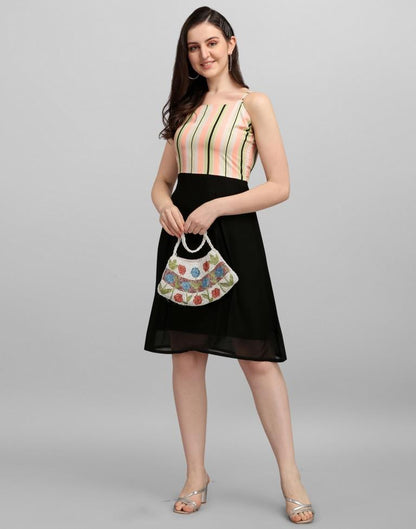 Black Coloured Crepe Printed Dress | Sudathi