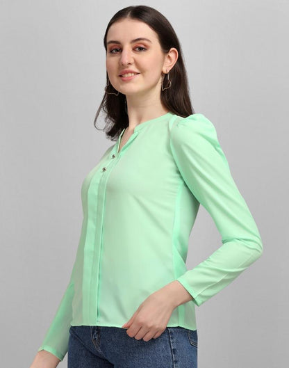 Mint Green Colored Crepe Solid Top | Sudathi