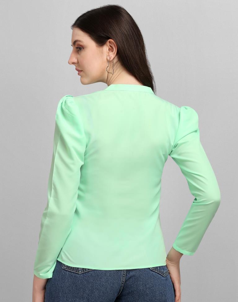 Mint Green Colored Crepe Solid Top | Sudathi