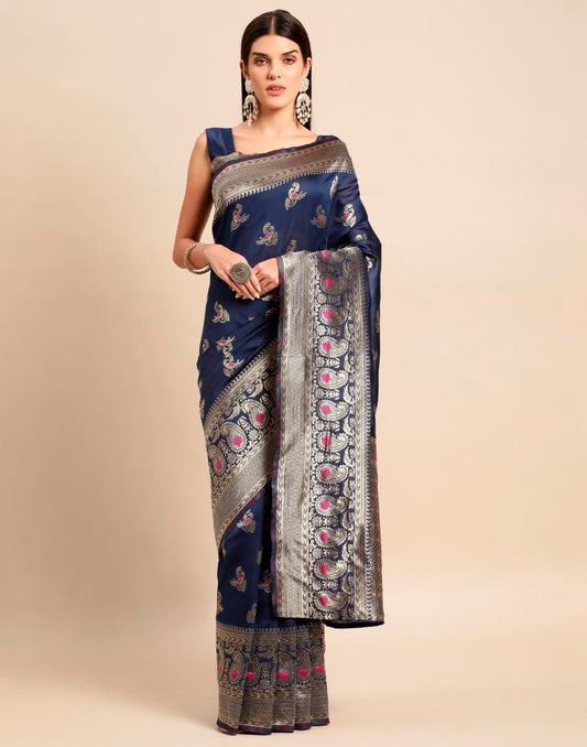 Navy Blue Weaving Silk Saree