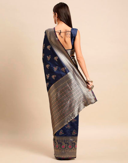 Navy Blue Weaving Silk Saree