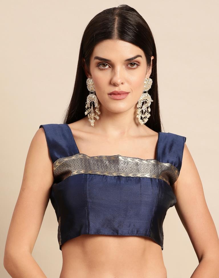 Navy Blue Weaving Silk Saree