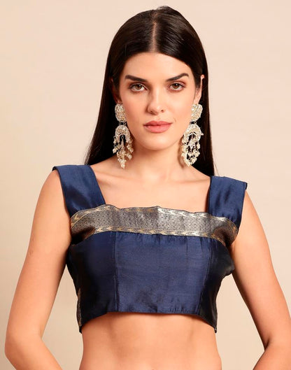 Navy Blue Weaving Silk Saree