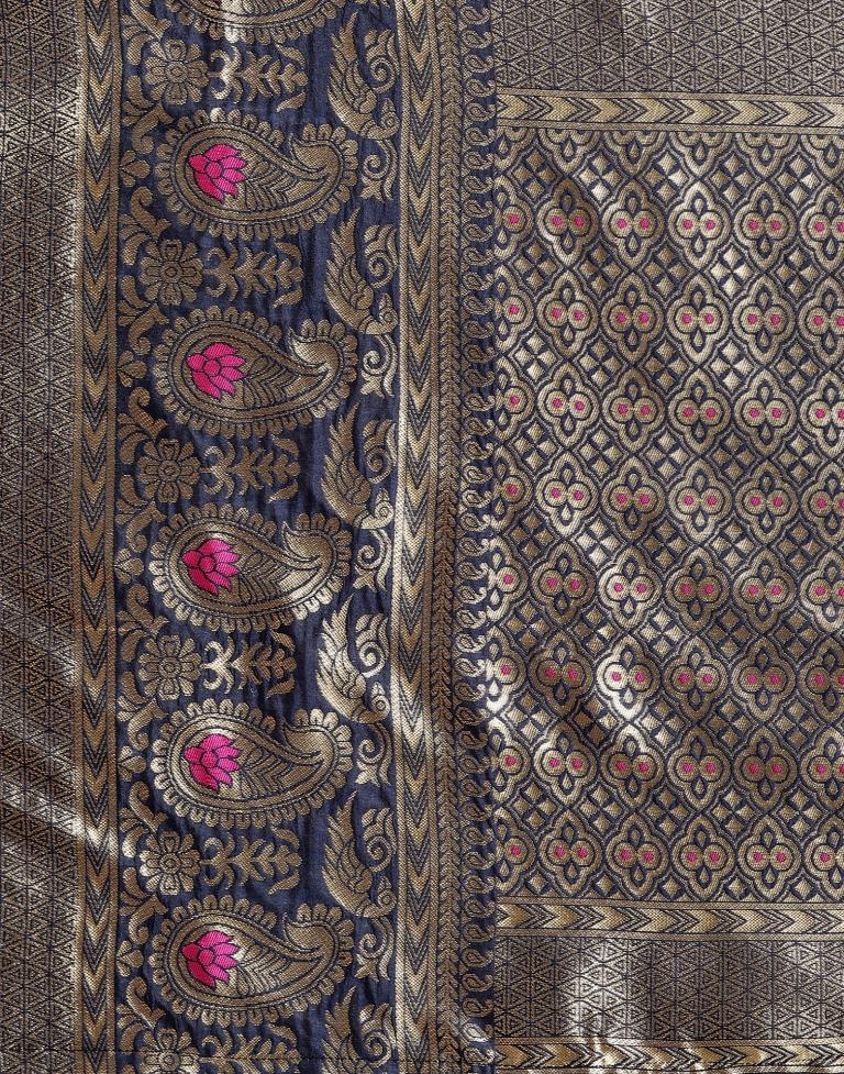 Navy Blue Weaving Silk Saree