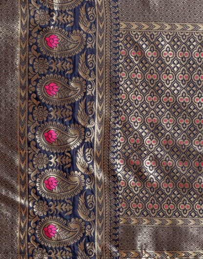 Navy Blue Weaving Silk Saree