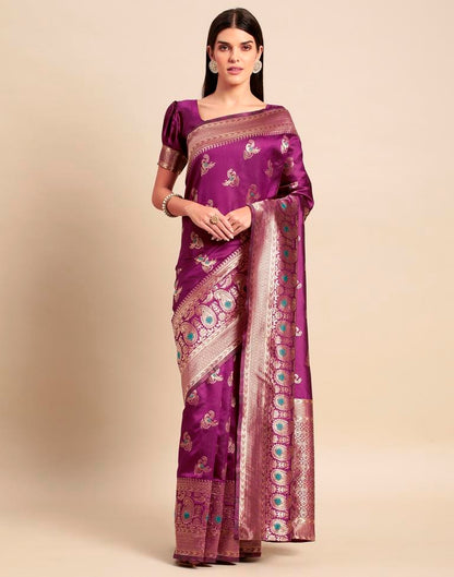 Magenta Weaving Silk Saree