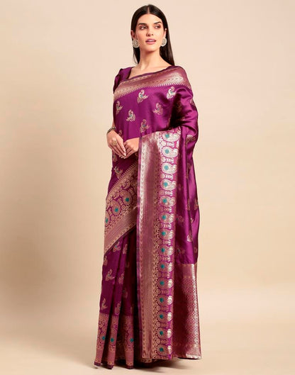 Magenta Weaving Silk Saree