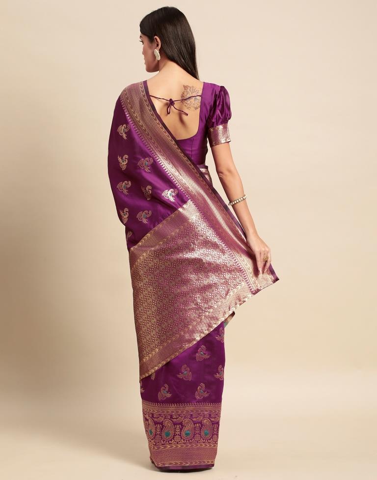 Magenta Weaving Silk Saree