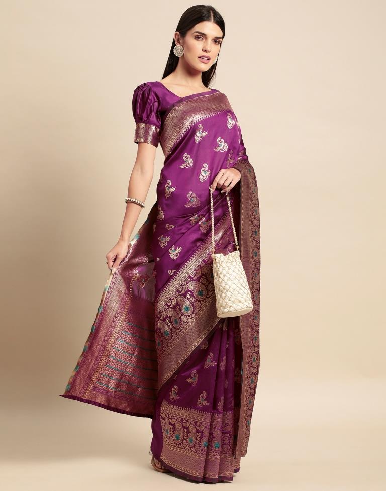 Magenta Weaving Silk Saree
