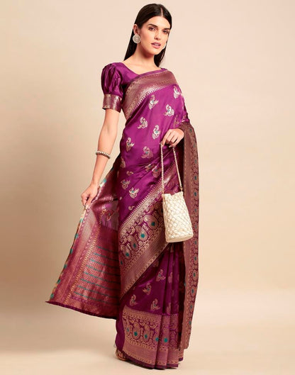 Magenta Weaving Silk Saree