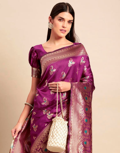 Magenta Weaving Silk Saree