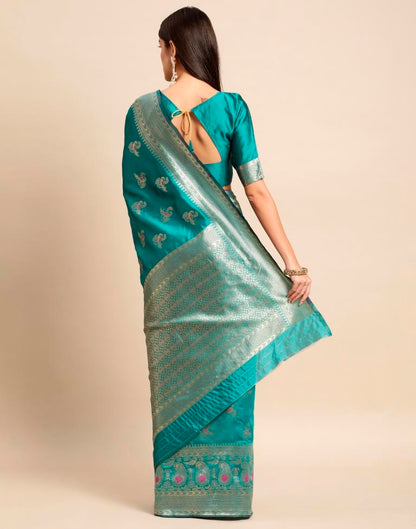 Rama Green Weaving Silk Saree