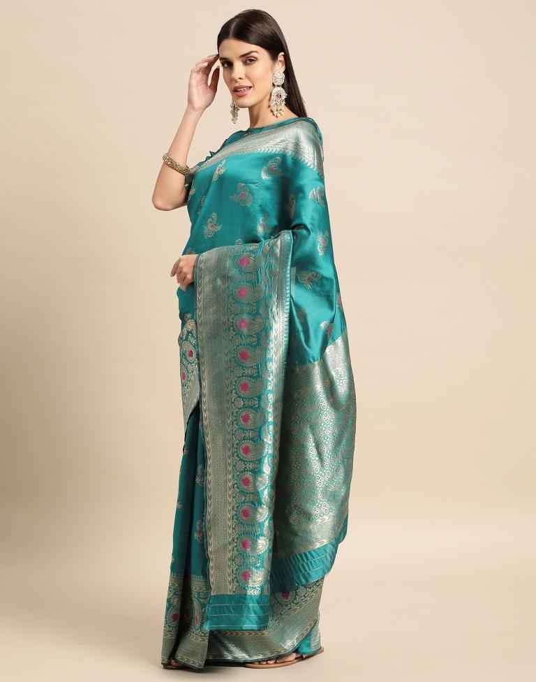 Rama Green Weaving Silk Saree