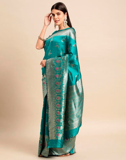 Rama Green Weaving Silk Saree