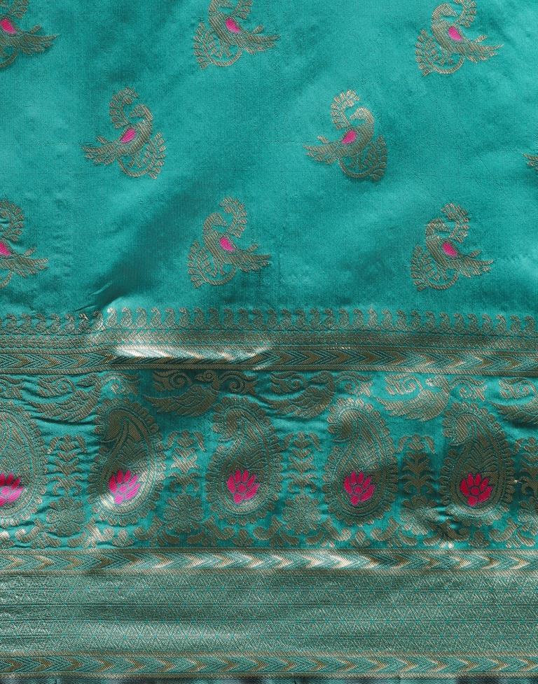 Rama Green Weaving Silk Saree