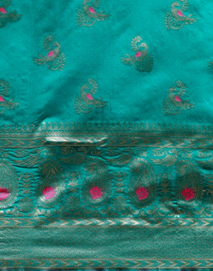 Rama Green Weaving Silk Saree