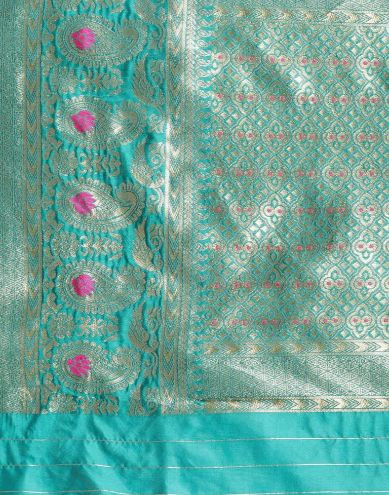 Rama Green Weaving Silk Saree
