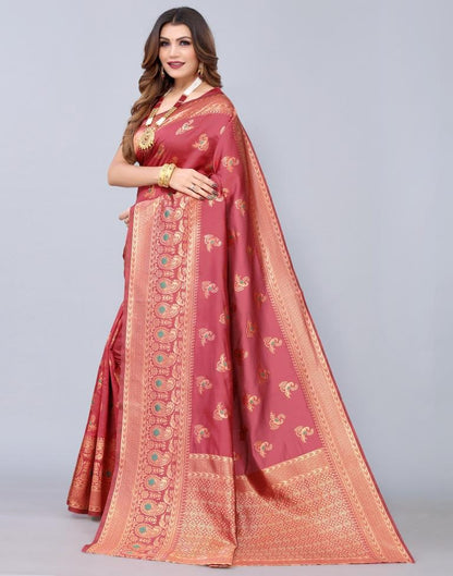 Light Red Weaving Silk Saree
