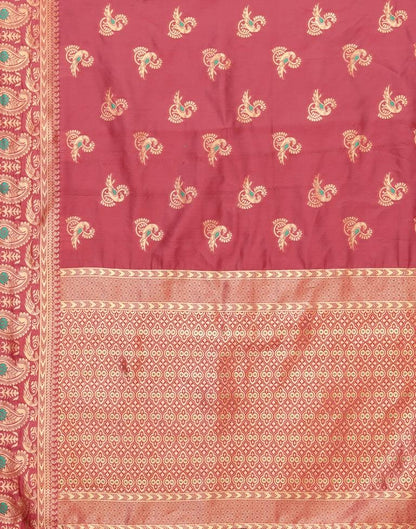 Light Red Weaving Silk Saree